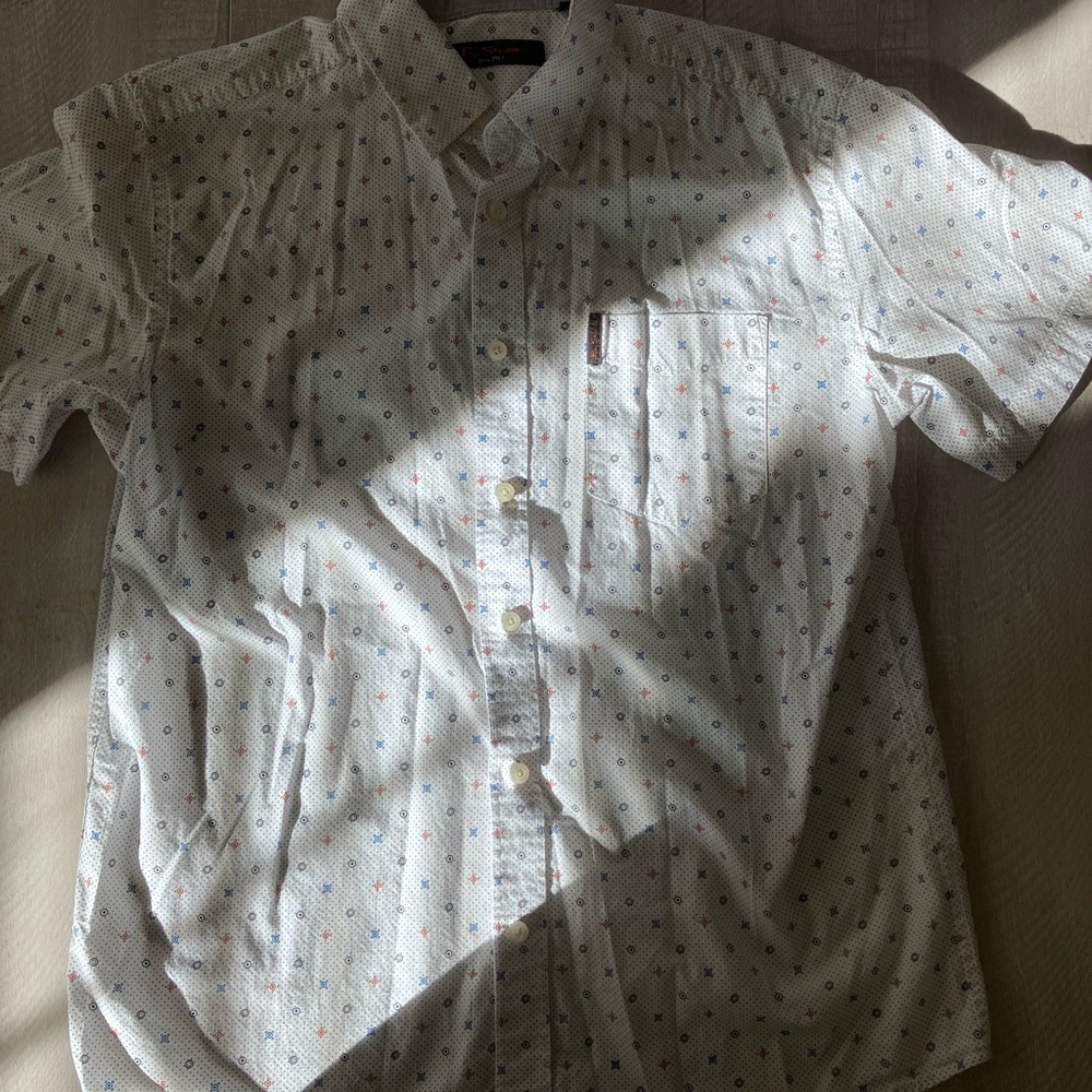 Ben Sherman White Shirt with Multicolor Dots